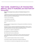 TEST BANK: ESSENTIALS OF PSYCHIATRIC MENTAL HEALTH NURSING 3rd & 4th EDITION BY VARCAROLIS
