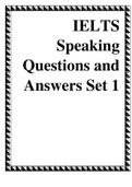 IELTS Speaking Questions and Answers Set 1