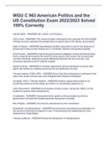 WGU C 963 American Politics and the US Constitution Exam 2022&sol;2023 Solved 100&percnt; Correctly