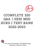 (Complete 320 Q & A ) HESI Med Surg I Test Bank 2022-2023