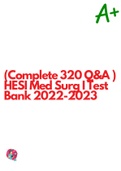 &lpar;Complete 320 Q&A &rpar; HESI Med Surg I Test Bank 2022-2023
