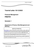 Financial Management FIN3701  