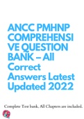 ANCC PMHNP COMPREHENSIVE QUESTION BANK – All Correct Answers Latest Updated 2022