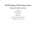 IGCSE Biology Triple Notes (Ecology and the Environment) EDEXCEL