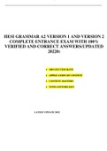 HESI GRAMMAR A2 VERSION 1 AND VERSION 2 COMPLETE ENTRANCE EXAM WITH 100&percnt; VERIFIED AND CORRECT ANSWERS&lpar;UPDATED 20220&rpar; 
