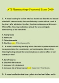 Pharmacology ATI Proctored Exam 2019 255.docxQuestions With Correct Answers 100% Verified 