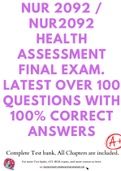 NUR 2092 &sol; NUR2092 Health Assessment &vert; LATEST Final Exam Review &lpar;Questions and verified Answers&rpar; &vert; Rasmussen College