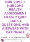 NUR 2092 &sol; NUR2092 Health Assessment Exam 2 Quiz Bank &vert; Questions and Answers with Rationale