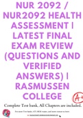 NUR 2092 &sol; NUR2092 Health Assessment &vert; LATEST Final Exam Review &lpar;Questions and verified Answers&rpar; &vert; Rasmussen College