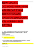 NEW UPDATE  2022/2023 NURS 6401  ATI RN EXIT EXAM  QUESTIONS AND  ANSWERS100%CORRE CT/ VERIFIED BEST  RATED A