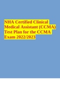 NHA Certified Clinical Medical Assistant (CCMA) Test Plan for the CCMA Exam 2022/2023