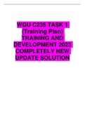 WGU C235 TASK 1 (Training Plan) TRAINING AND DEVELOPMENT 2023 COMPLETELY NEW UPDATE SOLUTION
