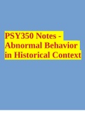 PSY350 Notes - Abnormal Behavior in Historical Context