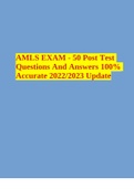 AMLS Test Questions with correct Answers 100&percnt;  2 Exam &lpar;elaborations&rpar; AMLS Post Test 2022&sol;2023 3rd Edition Questions and Answers 100&percnt; - Scored  3 Exam &lpar;elaborations&rpar; AMLS EXAM - 50 Post Test Questions And Answers 100&percnt; Accurate 2022&sol;2023 Update
