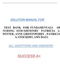 TEST BANK FOR FUNDAMENTALS OF NURSING 10TH EDITIONBY PATRICIA A&period; POTTER&comma; ANNE GRIFFINPERRY &comma; PATRICIA A&period; STOCKERT&comma; AMY HALL