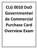 CLG 0010 DoD Governmentwide Commercial Purchase Card Overview Exam