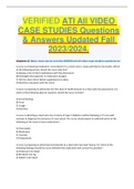 VERIFIED ATI All VIDEO CASE STUDIES Questions & Answers Updated Fall 2023/2024.