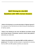NAVY Driving for Life 2023 Questions with 100&percnt; Correct Answers