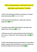 aPhA Immunization And Final Exam F2&period;docx  Questions with 100&percnt; Correct Answers UPDATED 2022