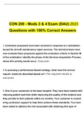 CON 200 - Mods 3 & 4 Exam (DAU) 2023 Questions with 100% Correct Answers