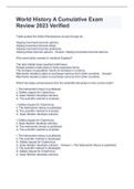 World History A Cumulative Exam Review 2023 Verified