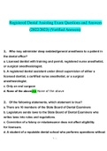 RDA Exam.docx Questions with 100% Correct Answers UPDATED 2022