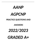 AANP AGPCNP PRACTICE QUESTIONS AND ANSWERS 2022-2023 GRADED A+