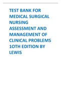 TEST BANK FOR MEDICAL SURGICAL NURSING ASSESSMENT AND MANAGEMENT OF CLINICAL PROBLEMS 1OTH EDITION BY LEWIS