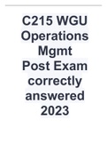 C215 WGU Operations Mgmt- Post Exam correctly answered 2023