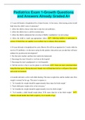 Pediatrics Exam 1-Growth Questions and Answers Already Graded A&plus;