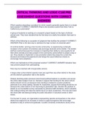 CRITICAL THINKING AND LOGIC-C168 PRE-ASSESSMENT QUESTIONS WITH CORRECT ANSWERS