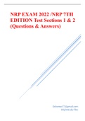 NRP EXAM 2022 /NRP 7TH EDITION Test Sections 1 & 2 (Questions & Answers)