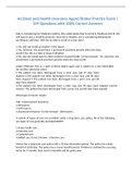 Accident and Health Insurance Agent&sol;Broker Practice Exam &vert; 159 Questions with 100&percnt; Correct Answers