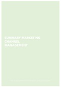 SUMMARY Marketing Channel Management