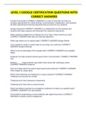 LEVEL 1 GOOGLE CERTIFICATION QUESTIONS WITH CORRECT ANSWERS
