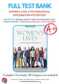 Test Bank for Women's Lives A Psychological Exploration 4th Edition By Claire A. Etaugh; Judith S. Bridges Chapter 1-15 Complete Guide