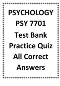 PSYCHOLOGY PSY 7701 Test Bank Practice Quiz All Correct Answers