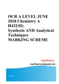 OCR A LEVEL JUNE 2018 Chemistry A H432/02: Synthesis AND Analytical Techniques MARKING SCHEME