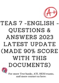 TEAS 7 -English - Questions & Answers 2023 Latest Update (Made 90% Score with this documents)
