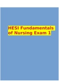 HESI Fundamentals of Nursing Exam 1