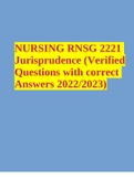 NURSING RNSG 2221 Jurisprudence (Verified Questions with correct Answers 2022/2023)