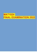 MAT 1024 FINAL EXAMINATION 2022 mat1024