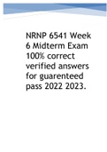 NRNP 6541 Week 6 Midterm Exam 100&percnt; correct verified answers for guarenteed pass 2022 2023&period; VERIFIED