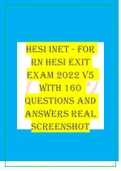 HESI INET - For RN HESI Exit Exam 2022 V5  WITH 160  QUESTIONS AND ANSWERS REAL SCREENSHOT