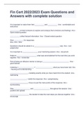 Fin Cert 2022&sol;2023 Exam Questions and Answers with complete solution
