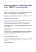 Disaster Planning in a Small Community Exam 2022 with complete solution