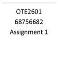 OTE 2601 Assignment 1 Answers