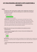ATI TEAS READING AND MATH &lpar;WITH QUESTIONS & ANSWERS&rpar;