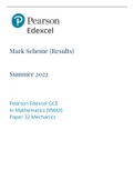 A-Level Edexcel Maths Mechanics Mark Scheme 2022