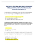 HESI MENTAL HEALTH RN QUESTIONS AND ANSWERS FROM V1-V3 TEST BANKS AND ACTUAL EXAMS &lpar;LATEST UPDATE 20